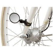 M-Wave Spy Mini Kort fietsspiegel met korte arm, zwart kunststof frame en spiegelglas voor veilig fietsen.
