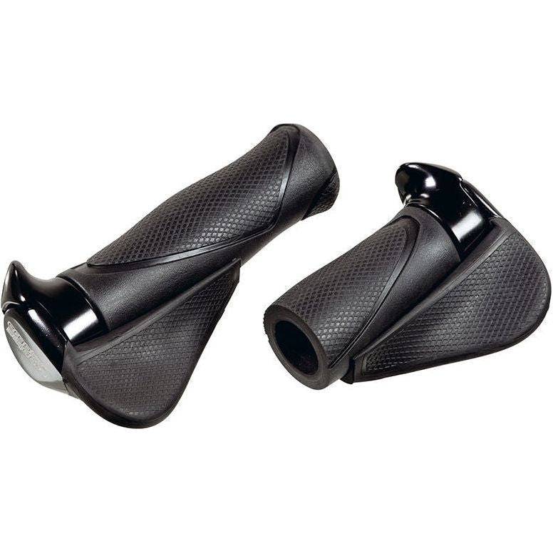 Zwart Ergotec Mf1 Large Kraton aluminium handvatpaar, 130 + 130 mm, voor fiets of scooter, zachte grip.