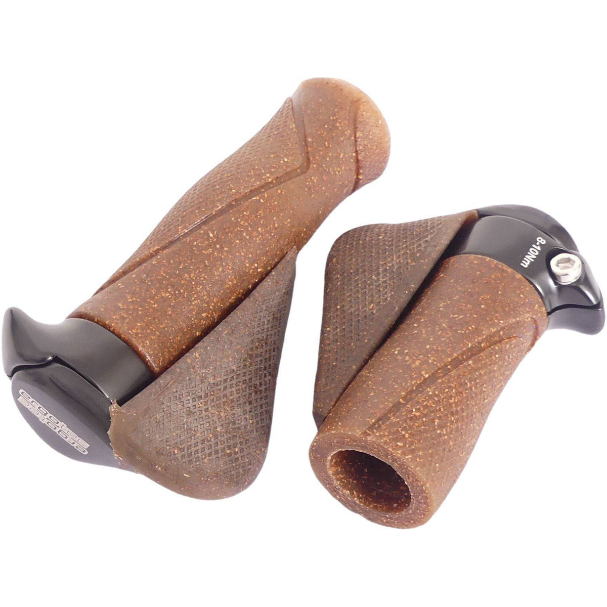 Ergotec Mf1 kurk en aluminium handvatpaar, ergonomisch ontworpen, 130+87 mm, zwart en bruin voor comfortabel gebruik