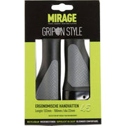 Zwart en grijze Mirage ergonomische handvatten met lockring voor comfortabel gebruik en stevige grip.