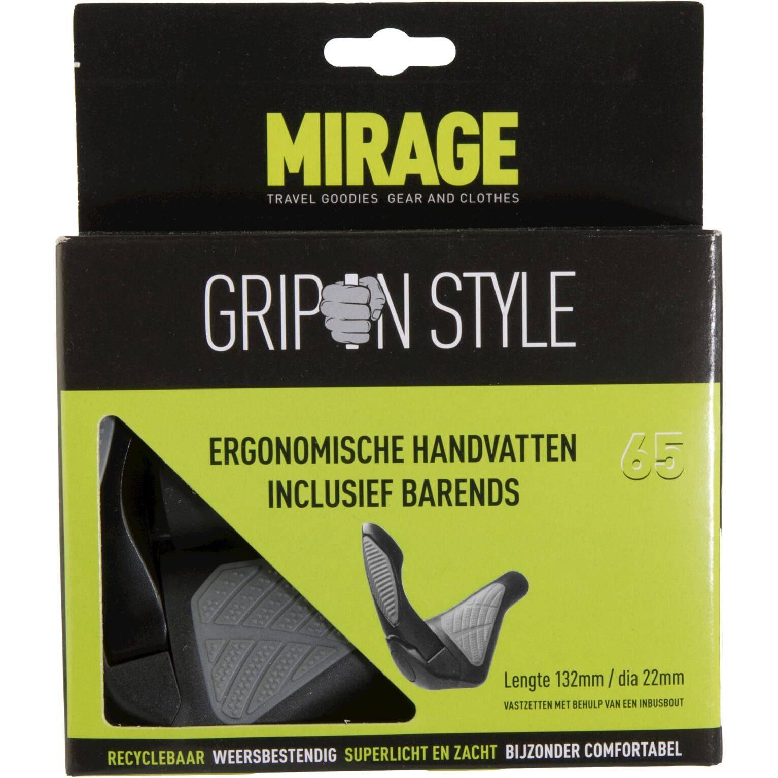 Mirage Handvatpaar Grips In Style #65 - L = 134/134 Mm Met Barends  - Zwart - Le Coq Wielerartikelen
