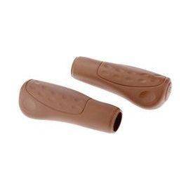 Set van twee Westphal Ellipsis Softgrip handvatten in bruin, 122 mm lang en Ø 23 mm voor comfortabele grip.