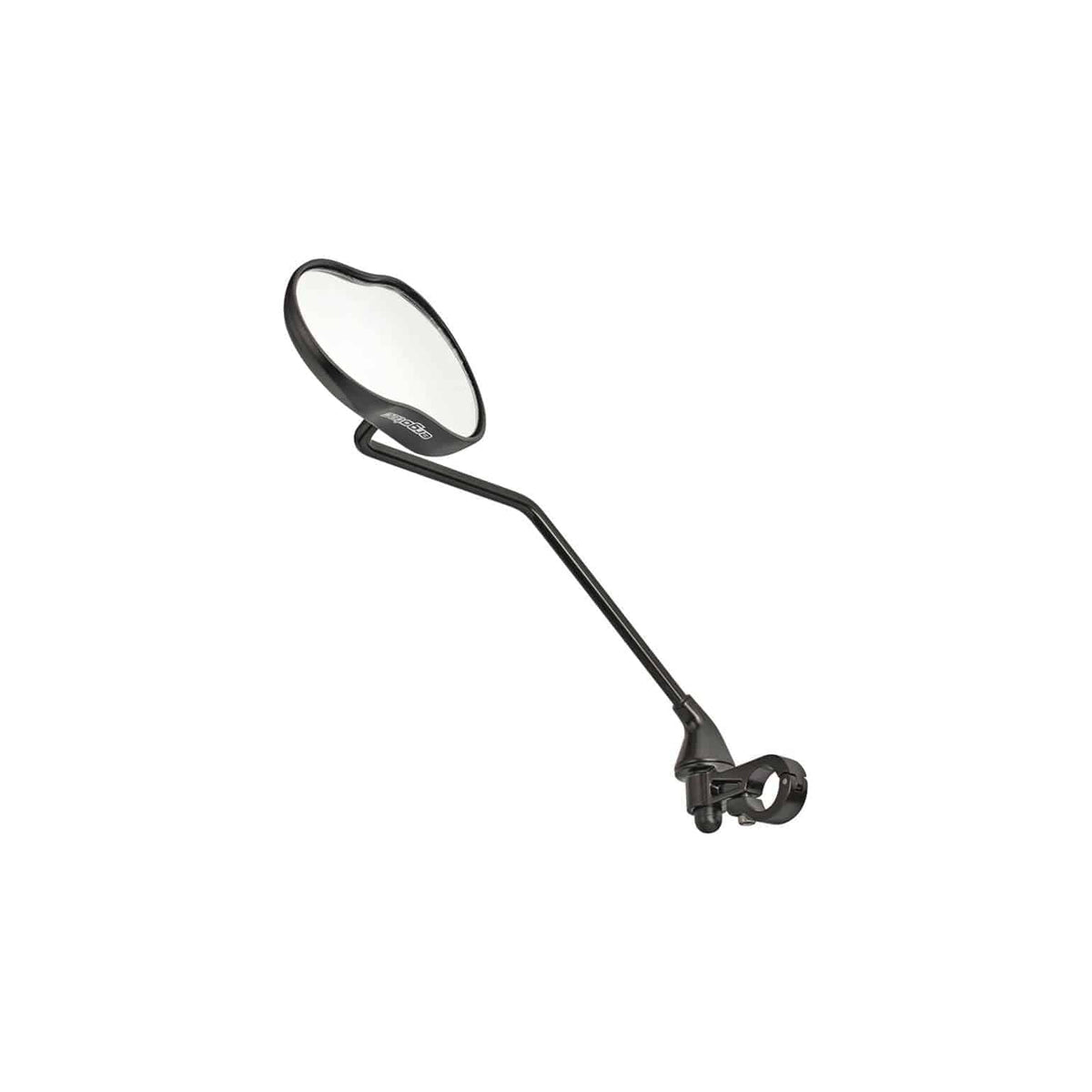 Ergotec M-99Lv fietsspiegel met lange arm, zwart en gezandstraald oppervlak, voor veilig en duidelijk zicht achterop.