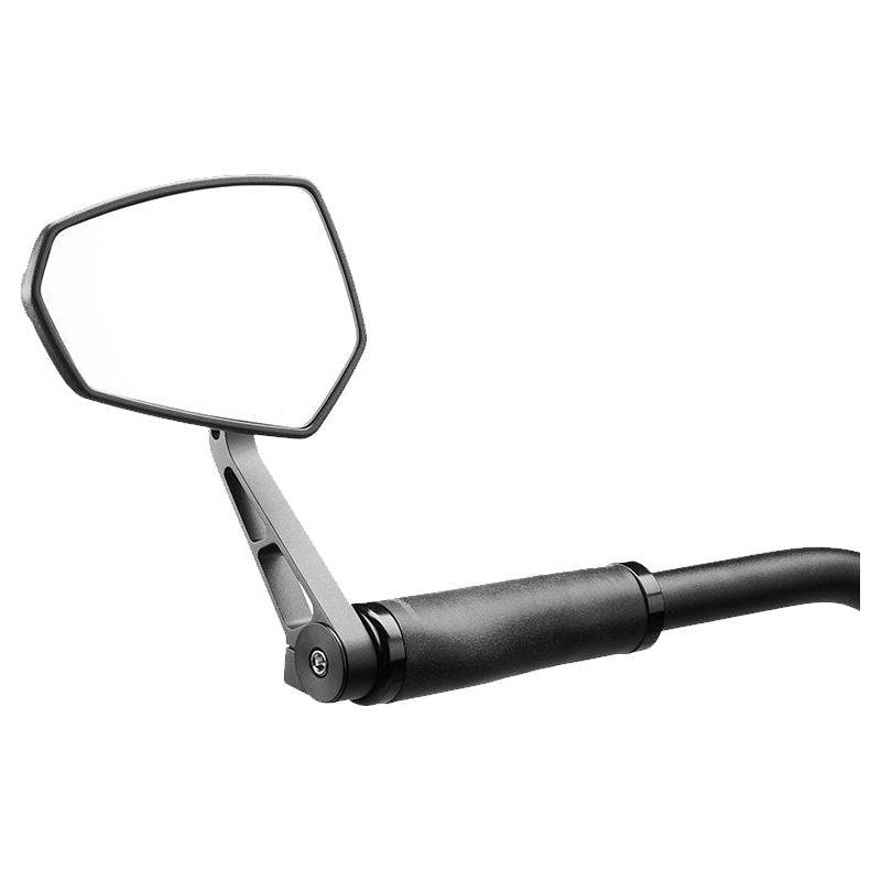 Zwart gezandstraalde Ergotec M-77 fietsspiegel met korte arm van 130 mm, 120 x 80-55 mm, E-goedgekeurd