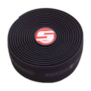 Zwarte Sram Supersuede stuurlint met zachte textuur en grip, perfect voor comfortabel fietsen.
