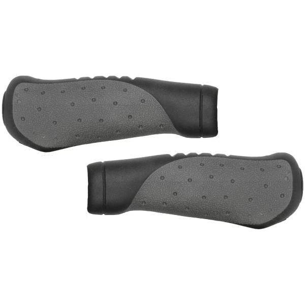 Zwart/grijze Velo handvatset voor fiets, ergonomisch met gelvulling, 135/135 mm, comfortabel grip voor fietsers.