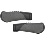 Zwart/grijze Velo handvatset voor fiets, ergonomisch met gelvulling, 135/135 mm, comfortabel grip voor fietsers.