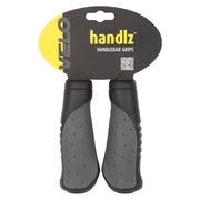Zwart/grijs handvatset Velo Ergogel D2 met gelvulling voor fiets, inclusief twee comfortabele handvatten, 135/135 mm.