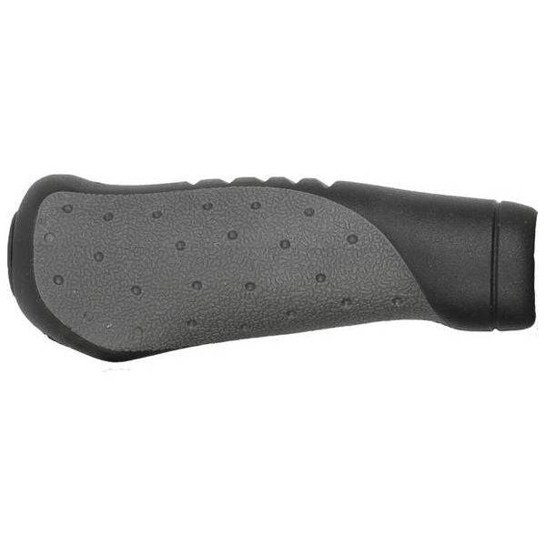 Zwart/grijs Velo Ergogel D2 fiets handvatset met gelvulling, 135/92mm, comfortabel en schokabsorberend voor fietsers.
