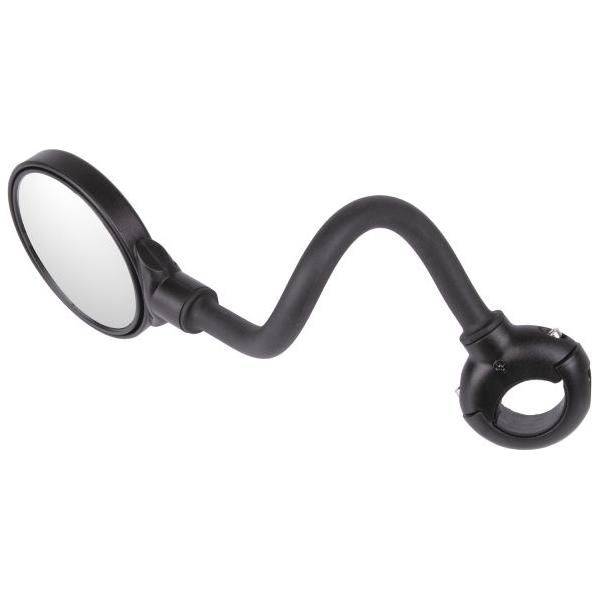Fietsspiegel M-Wave Spy Flex met verstelbare arm en grote spiegel voor veilig fietsen, zichtbaar in de afbeelding.