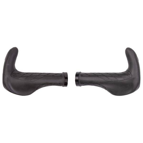 M-Wave Cloud Ergomax Fix Be handvatset met comfortabele rubberen handvatten voor fietsen, zwart kleur, stevige grip.