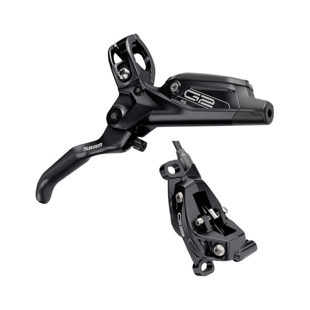 Zwarte Sram Rem G2 RS A2 V-aluminium remhendel voor fiets, zichtbaar met bedieningsknoppen en kabel.