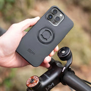 Zwarte SP Connect fiets telefoonhouder Bevestiging voor mountainbikes op stuur, stevig en eenvoudig te monteren
