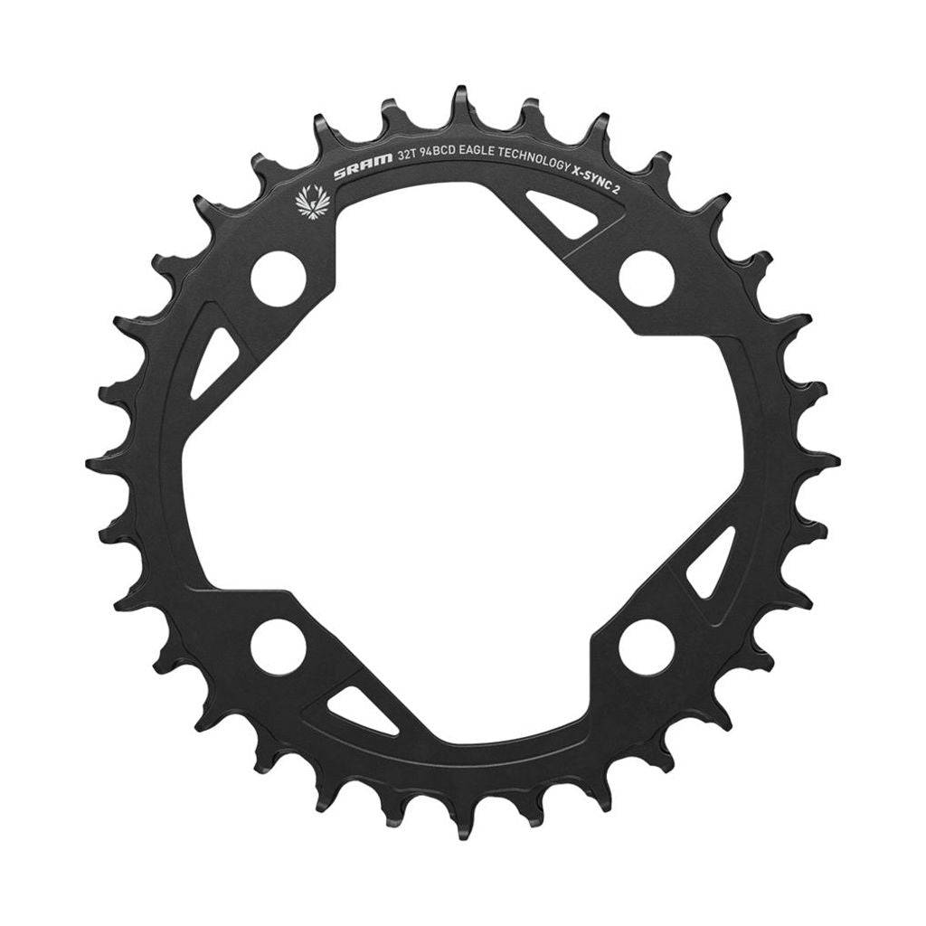 Zwart Sram 12-speed kettingblad 32T voor E-MTB, gemaakt van aluminium, met pitch van 94 mm en geschikt voor mountainbikes.