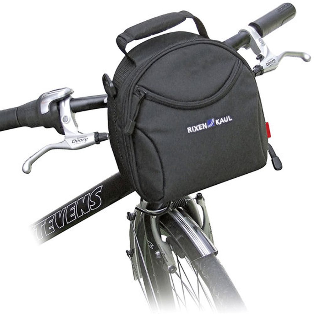 Fiets stuurtas van KLICKfix met verstelbare handvatten en bevestigingsbeugel voor comfortabele ritten.
