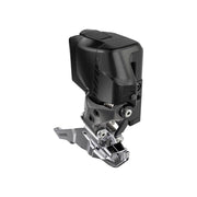 Sram Rival eTap AXS D1 12V voorderailleur in zwart, aluminium, voor snelle en soepele schakeling in mountainbikes.