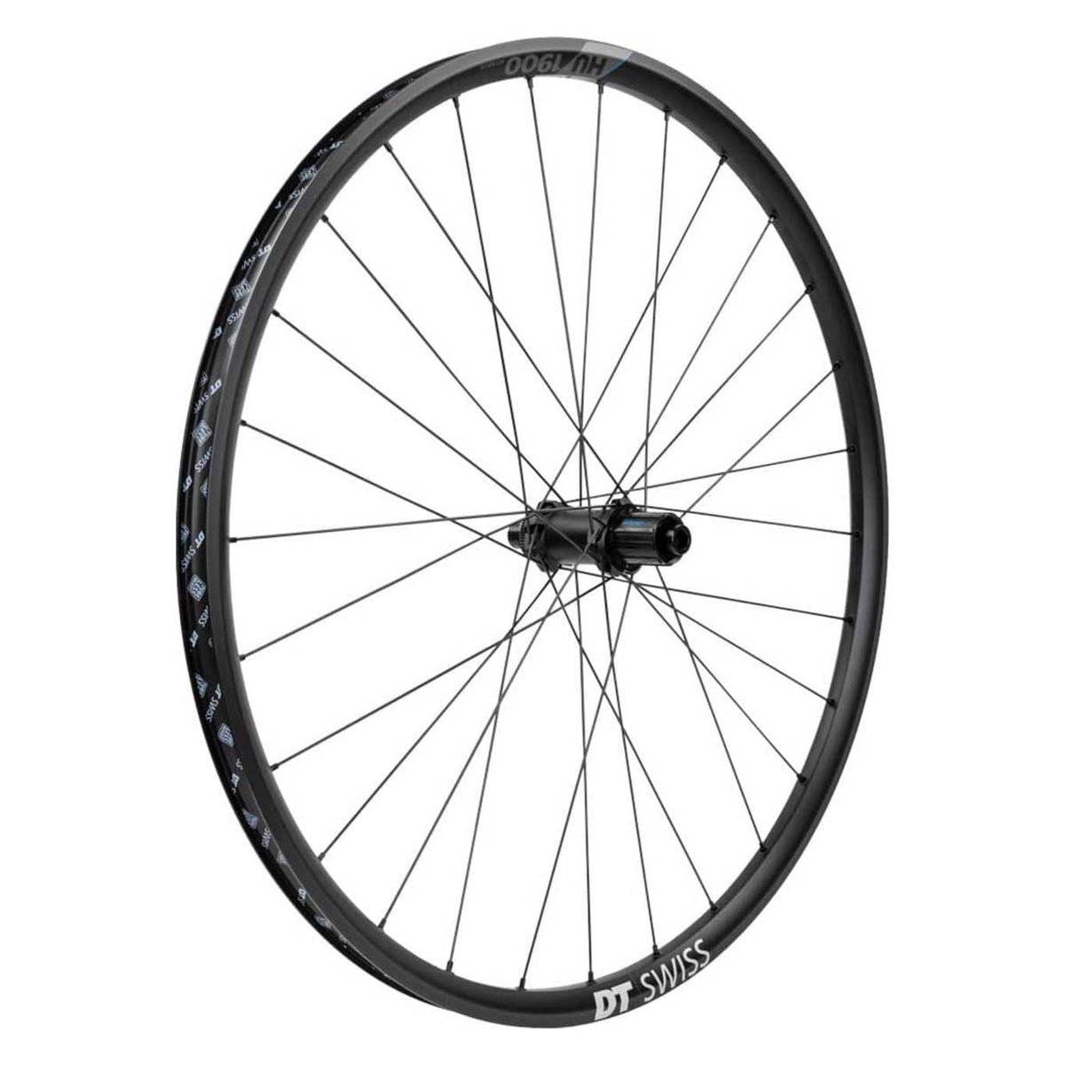 Zwart achterwiel voor mountainbike, DT Swiss 29" HU1900 Spline 25, geschikt voor 10/11V Boost met schijfremmen, aluminium constructie