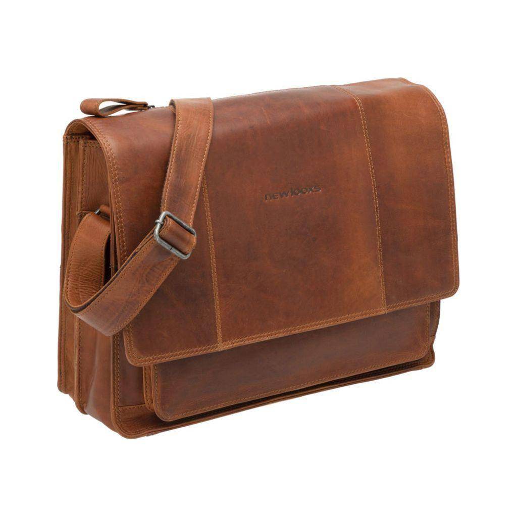 Nieuwe Looxs Fellini leren fietstas schoudertas, cognac kleur, 18 liter, voor dagelijkse fietstochten en gebruik.