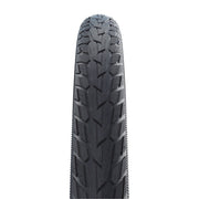 Schwalbe 28-inch Road Cruiser stadsfiets buitenband met groene K-Guard, zwart/wit zonder reflectie, geschikt voor stadsfietsen.