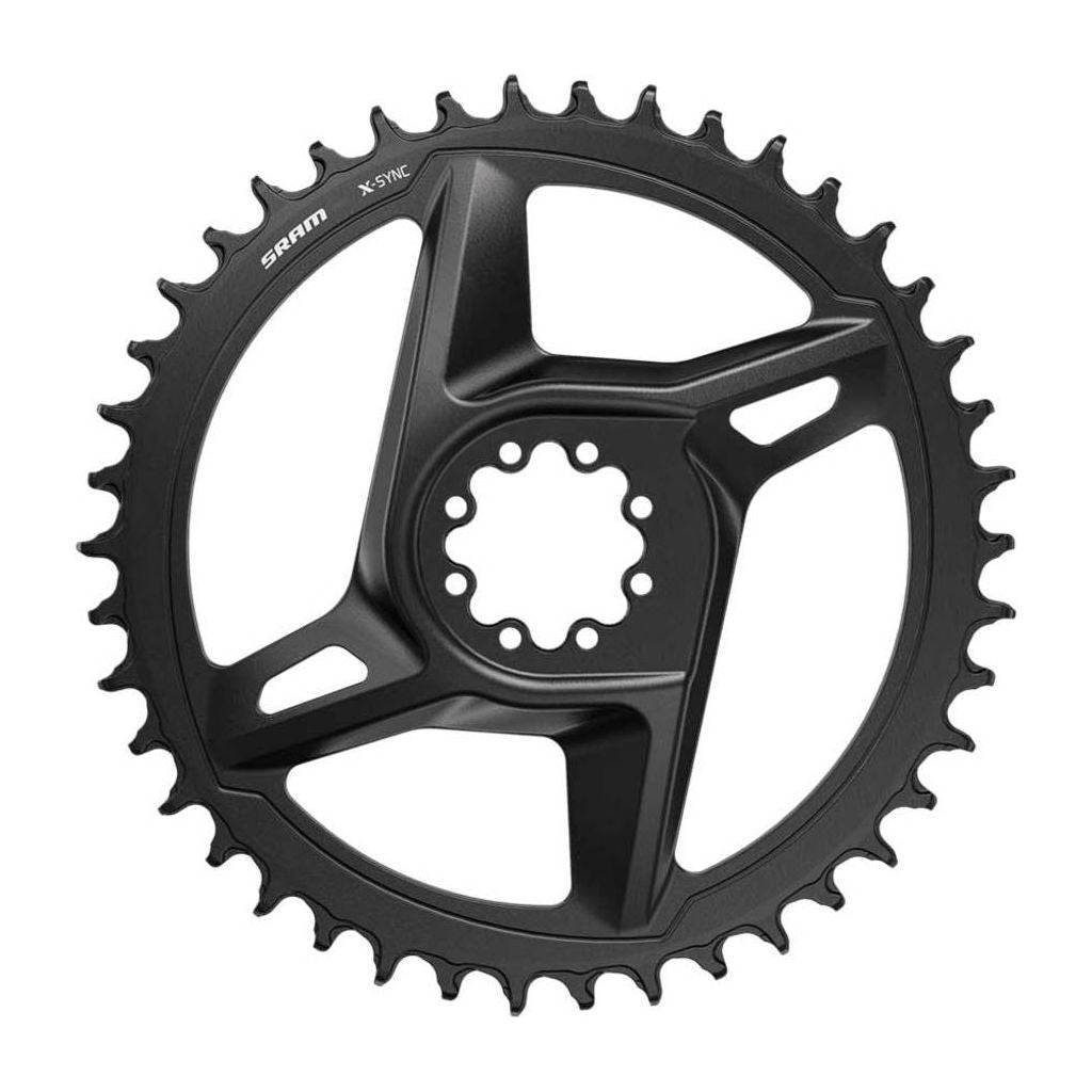 Sram Kettingblad Rival D1 voor 12-speed fietssysteem, zwart en met kettinggaten, geschikt voor racefietsen.