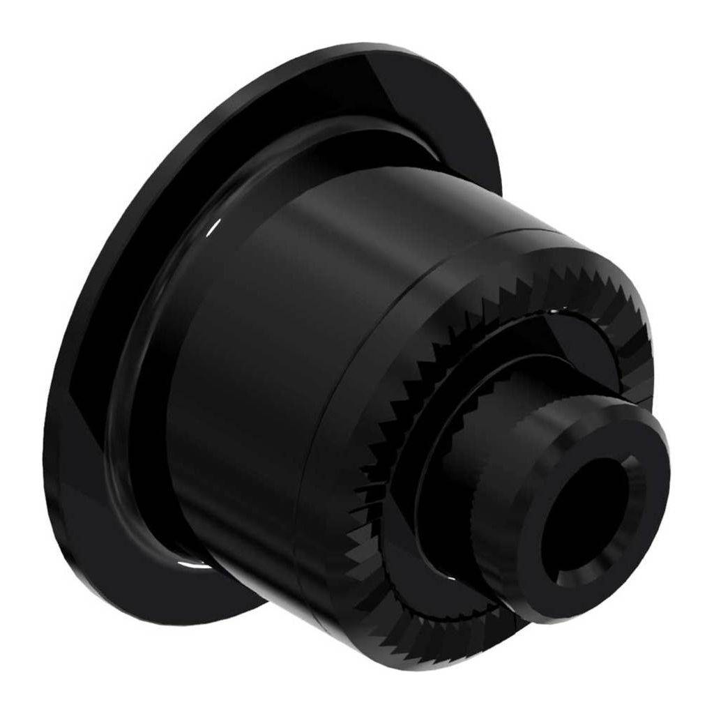 Zwarte DT Swiss naafd eindbus A 360 Race 3P L met 130x5mm steekmaat, zichtbaar in de afbeelding