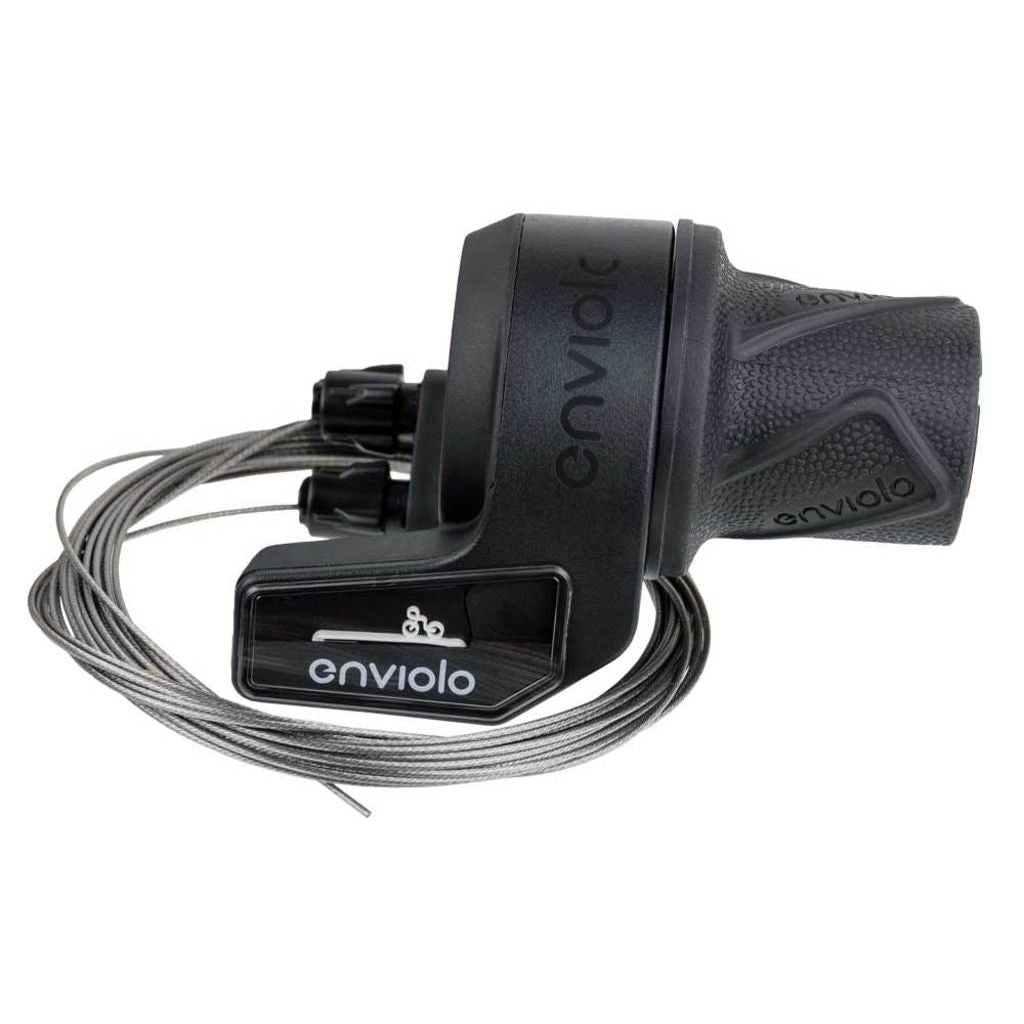 Enviolo Versteller Pro-3300 MC-Twist Disp Aluminium in zilver, close-up van de bedieningsknop op fietscomponent