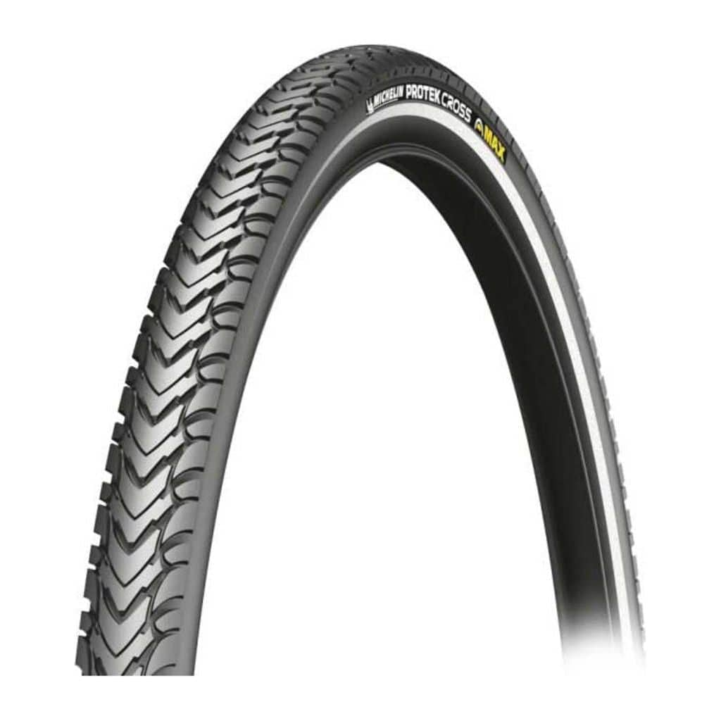 Michelin Protek Cross Max 28" stadsfiets buitenband in zwart met profiel voor stadsritten en lichte off-road gebruik.