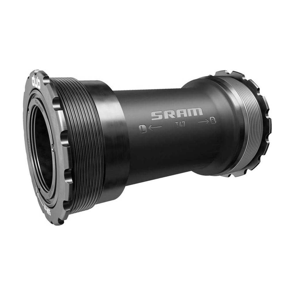 Zwarte Sram Trapas Cupset Sram Dub Wide Race 77mm T47, zichtbaar met onderdelen en details op de afbeelding