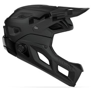 MET Parachute Mcr Mips fietshelm, volledige gezichtsbescherming, zwart met ventilatieopeningen, getoond op de afbeelding.