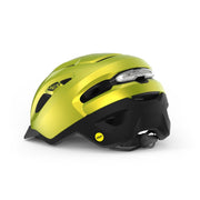 MET Urbex Mips E-bike helm met ventilatieopeningen en verstelbare riem, ontworpen voor veilig fietsen op de stad.