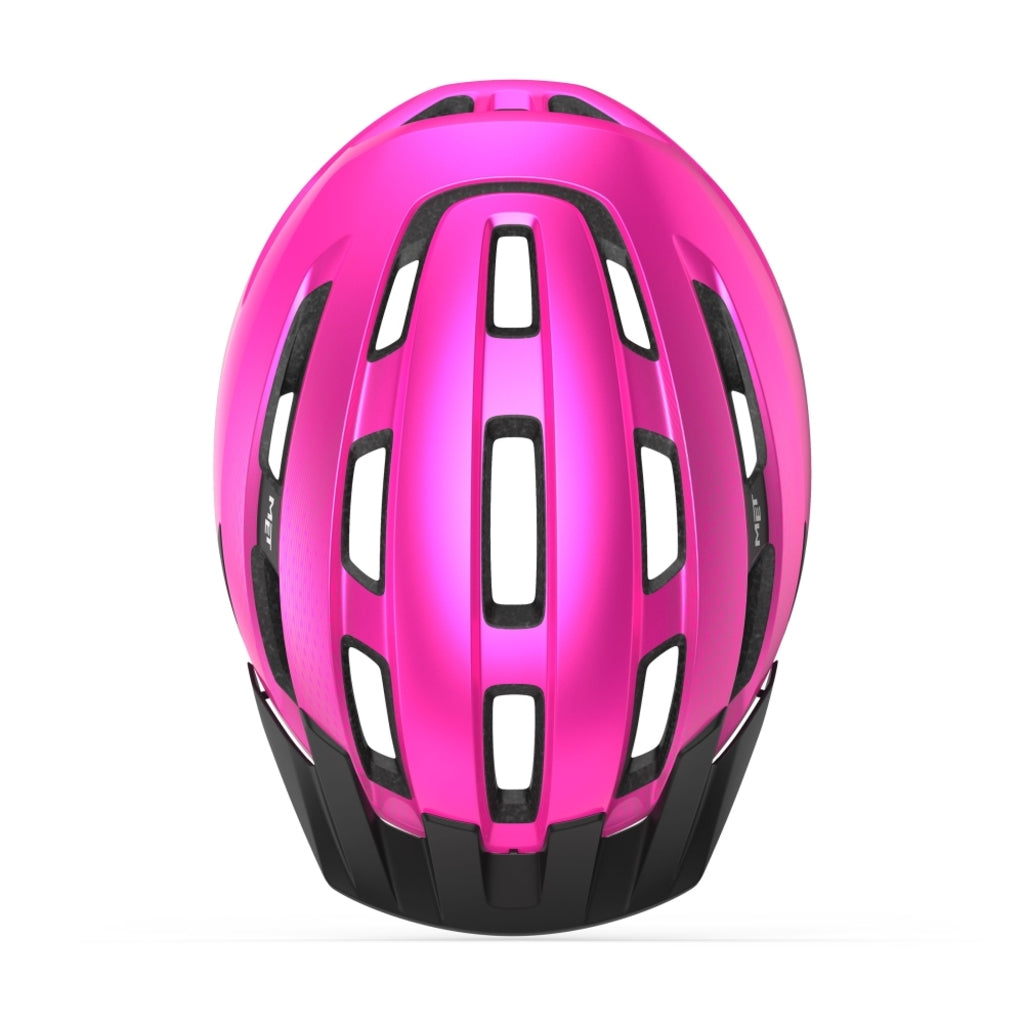 MET MTB fietshelm Downtown met ventilatiegaten en verstelbare riem, geschikt voor mountainbiken en fietsavonturen.