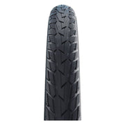 Zwarte Schwalbe 12-inch Road Cruiser buitenband met K-Guard voor stadsfietsen, zichtbaar op de fiets.