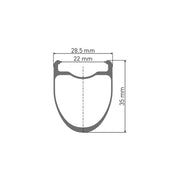 Zwart achterwiel 28" DT Swiss CRC1400 Spline 35 DB SH 10/11V disc CL carbon voor gravel fietsen