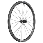 Zwart achterwiel voor gravel, 28 inch DT Swiss CRC1400 Spline 35 DB SH, carbon, met disc en snelspanner, 10/11V compatibel