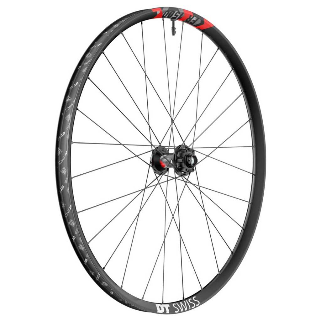 Voorwiel 27.5 inch DT Swiss FR1500 Classic 30 Boost disc aluminium zwart met 110/20mm naaf voor MTB.