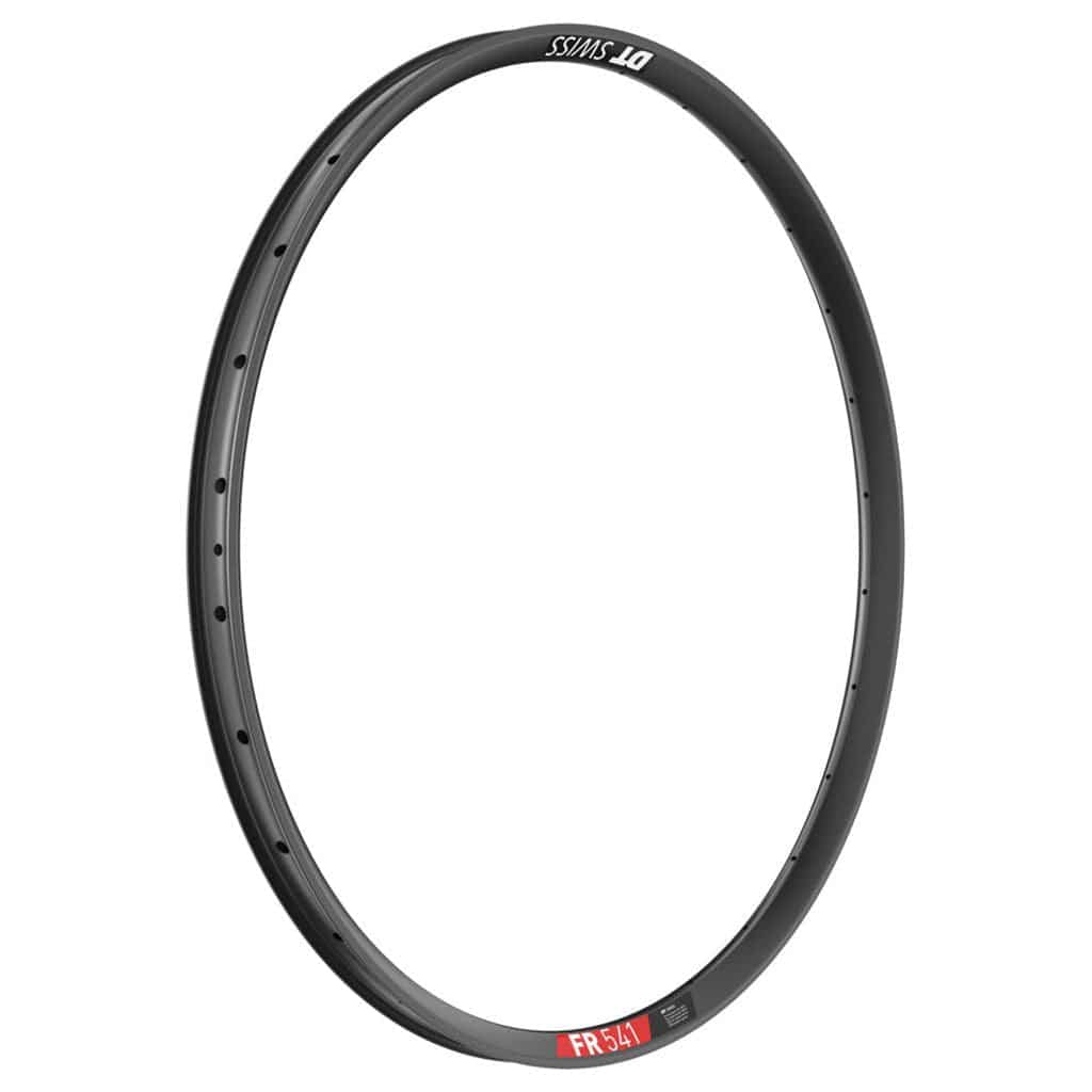 Zwarte 29-inch DT Swiss FR541 Disc aluminium velg met 30mm breedte en 32/14 gaats, geschikt voor mountainbikes