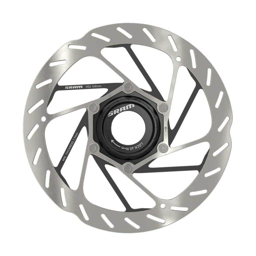 Sram HS2 Cl ronde remschijf in zilver voor mountainbikes en racefietsen, duurzame en betrouwbare remcomponenten