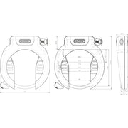 Zwarte Abus Ringslot Pro Amparo 4750 X R voor fietsbeveiliging, zichtbaar met sleuf en stevige metalen constructie