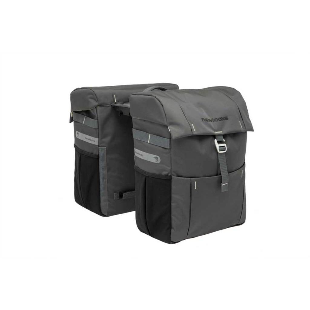 Nieuwe Looxs dubbele fietstas Vigo met Racktime Snap-It adapter, 37 liter, geschikt voor fietsen met bagagedrager.