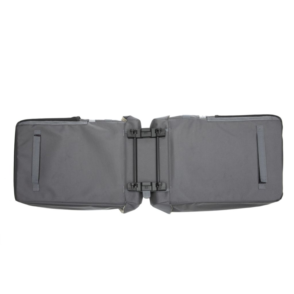 Nieuwe Looxs dubbele fietstas Vigo met Racktime Snap-It adapter, 37 liter, voor voor- of achterfiets, waterbestendig en stevig.