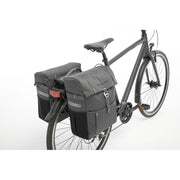 Nieuwe Looxs dubbele fietstas Vigo met Racktime Snapit adapter, 37 liter, geschikt voor rackmount fietsen.
