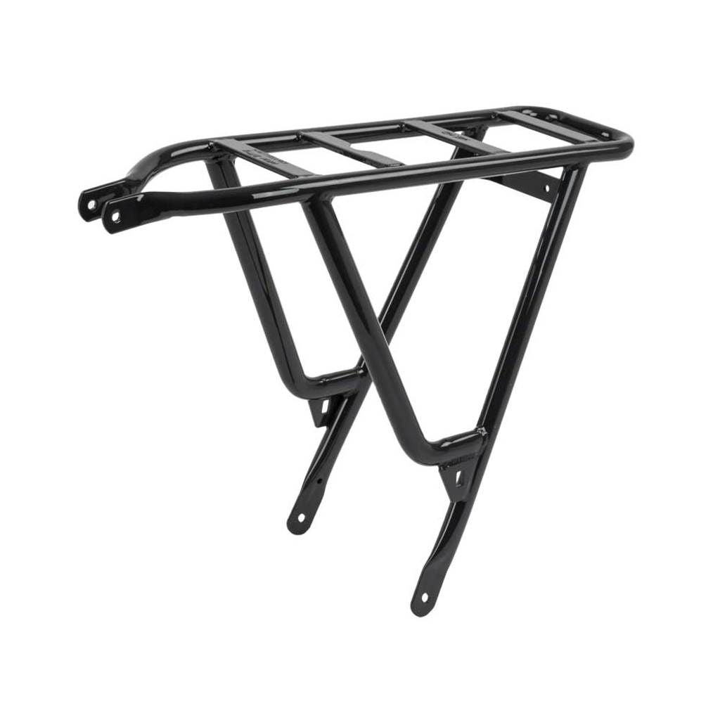 Babboe bagagedrager A Sm-406 voor Sc2 en Sc3, grijs, bevestiging op fiets met bagagerek en frame.