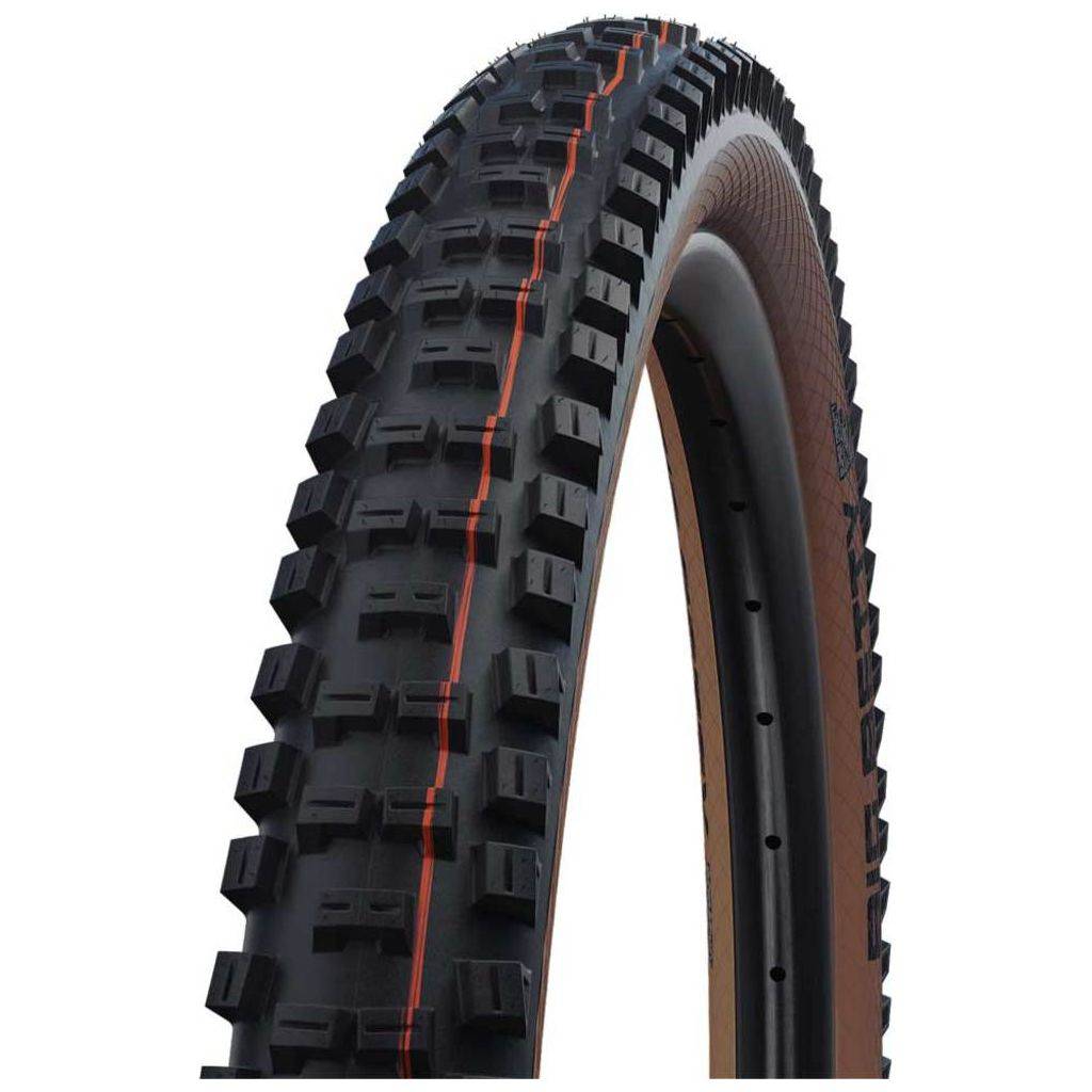 Schwalbe 27,5" Big Betty Tle Addix Soft Super Gravity MTB-banden, zwart/brons, zichtbaar op de afbeelding.