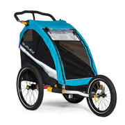 Zwarte en zilveren Burley Jogger Kit voor de 16-inch fietskar, accessoires voor veilige en comfortabele joggen met de fietskar.