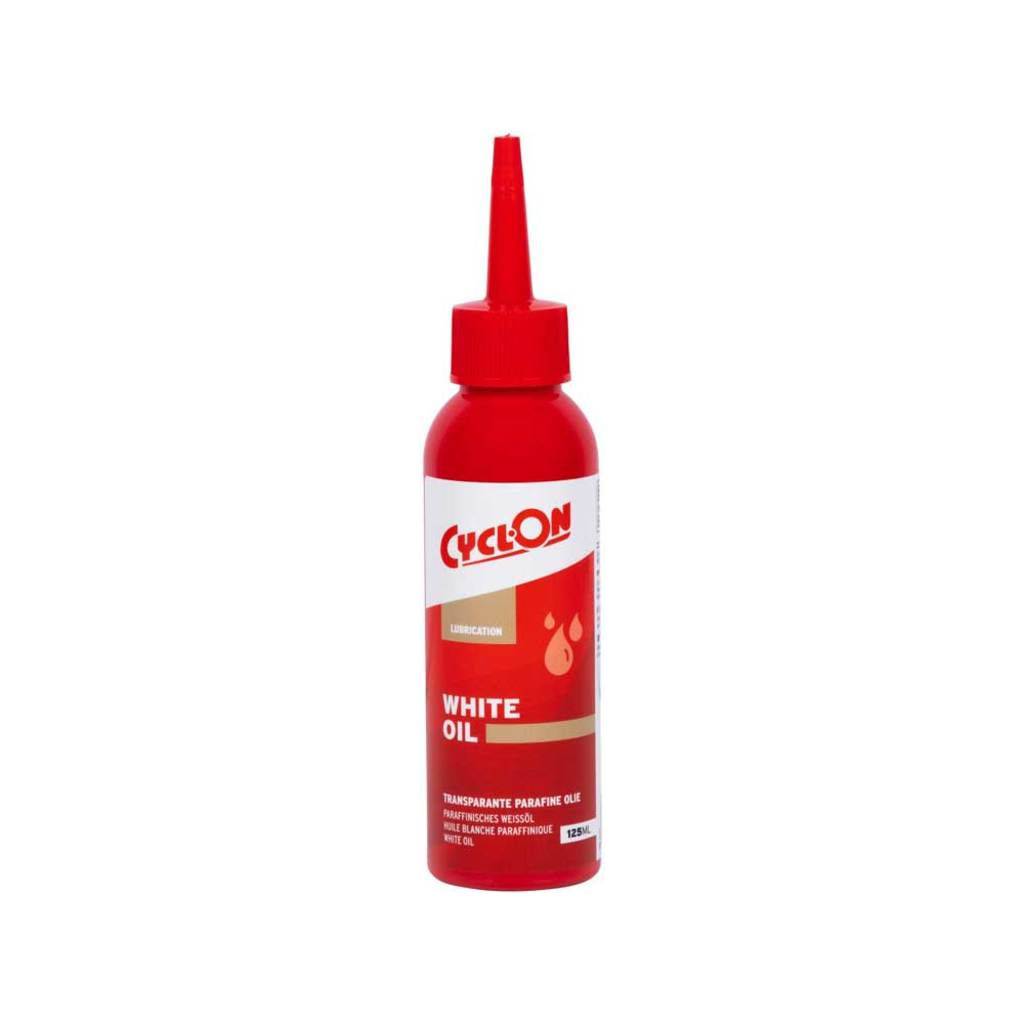 CyclOn Wit Oil smeermiddel in 125 ml fles, geschikt voor het soepel maken en beschermen van mechanische onderdelen.