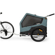 Burley Bark Ranger XL hondenfietskar in zwart en blauw, ruime hondenkar voor veilige en comfortabele ritten.