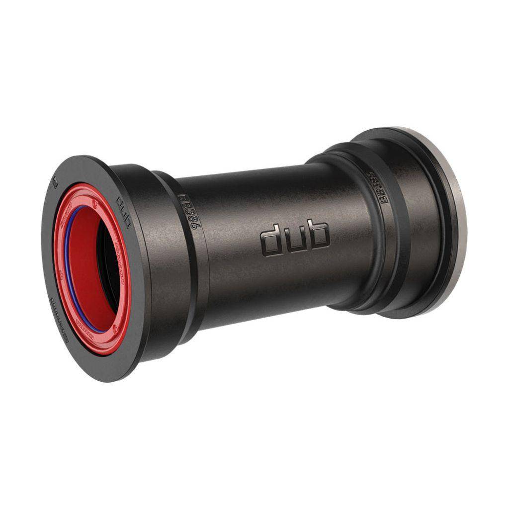Sram Trapas Cupset Dub Race Ceramic BB386 in zwart, inclusief trapas en bevestigingsonderdelen voor racefiets.