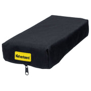 Zwart bagagedragerkussen van 32x15x5cm, ontworpen door Niet Verkeerd, ligt op een bagagedrager.