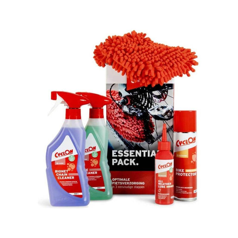 CyclOn Essential Pack All Weather Lube onderhoudspakket met schoonmaaksets voor fietsreiniging en smeerwerk, geschikt voor alle weersomstandigheden