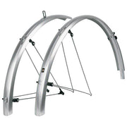 Zilveren SKS Bluemels Basic spatbordenset voor 27,5/29-inch fietsen, kleurrijk en robuust voor beschermd fietsen.